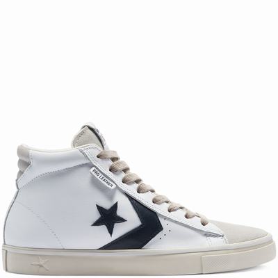 Női Converse Vulcanized Pro Leather Mid Magasszárú Cipő CO5476930 Fehér/Obszidián